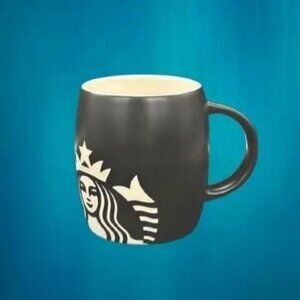 Vintage 2011 Starbucks Company Black/White Mermaid Siren Barrel Coffee Mug Cup